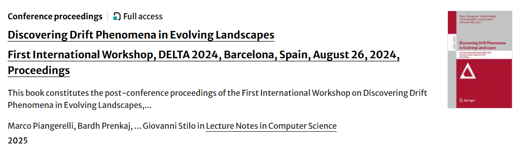 Discovering Drift Phenomena in Evolving Landscapes - Springer Volume - Proceedings